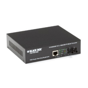 Black Box LPM600 Fast Ethernet PoE Media Converter, 10/100-Mbps Copper to 100-Mbps Multi/Single Mode Fiber, 1300nm, SC or ST